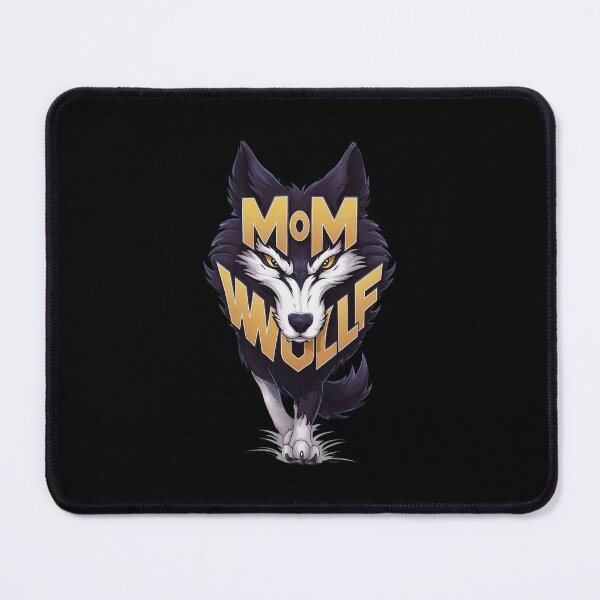 Item preview, Mom Wolf The letters “MOM” are positioned above the wolf’s head, while “WOLF” appears below, between its front legs designed and sold by macadolie.