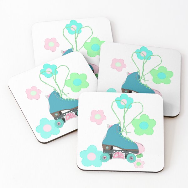 Item preview, teal floral roller skate designed and sold by Sophia U.
