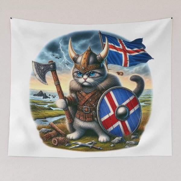 Item preview, Iceland Viking Cat Defender of Norse Shores designed and sold by HolidayT-Shirts.