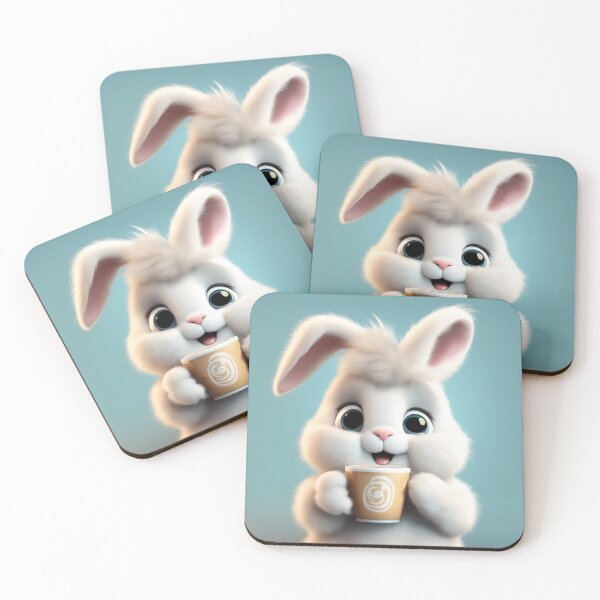 Item preview, Cute Rabbit Sleepy Holding Coffee Cartoon Vector Icon designed and sold by hjian8219.