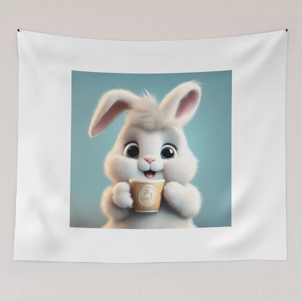 Item preview, Cute Rabbit Sleepy Holding Coffee Cartoon Vector Icon designed and sold by hjian8219.