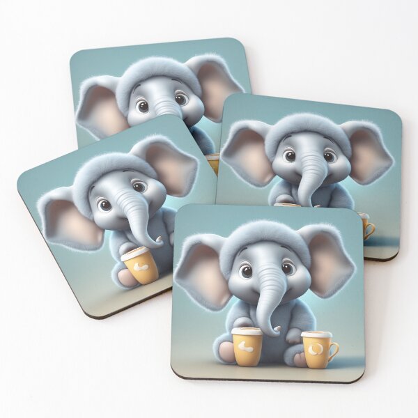Item preview, Cute Sleepy Elephant Holding Coffee Cartoon Vector Icon designed and sold by hjian8219.