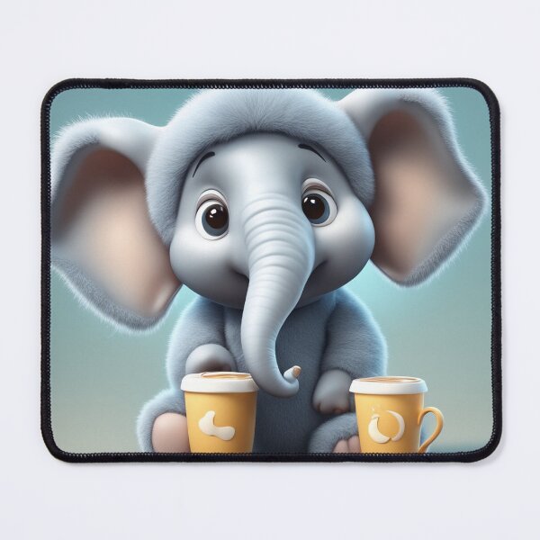 Item preview, Cute Sleepy Elephant Holding Coffee Cartoon Vector Icon designed and sold by hjian8219.