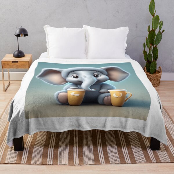Item preview, Cute Sleepy Elephant Holding Coffee Cartoon Vector Icon designed and sold by hjian8219.