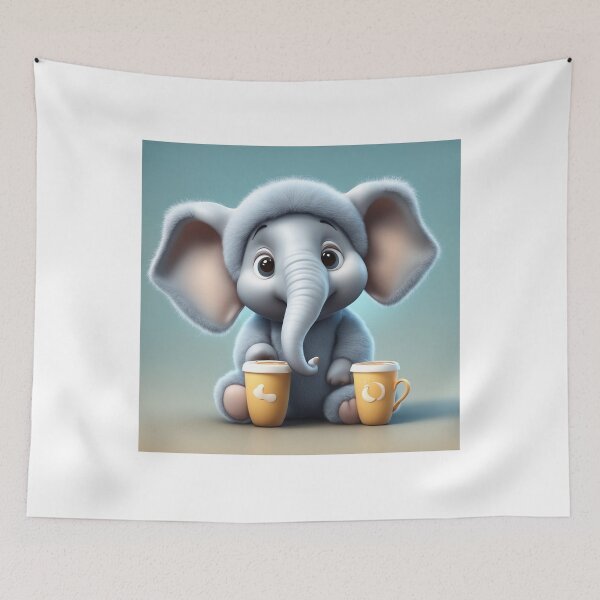 Item preview, Cute Sleepy Elephant Holding Coffee Cartoon Vector Icon designed and sold by hjian8219.
