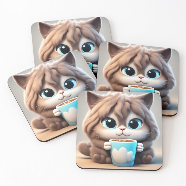 Item preview,  Cute Sleepy Cat Holding Coffee Cartoon Vector Icon designed and sold by hjian8219.