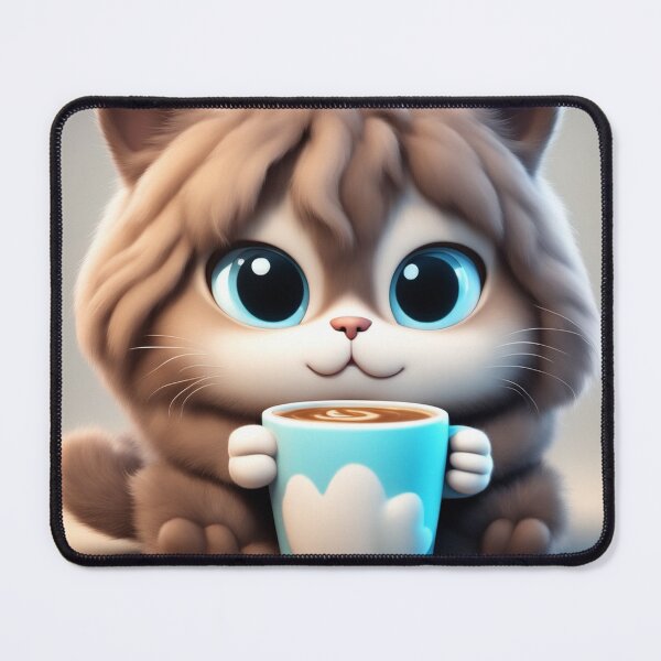 Item preview, Cute Sleepy Cat Holding Coffee Cartoon Vector Icon designed and sold by hjian8219.