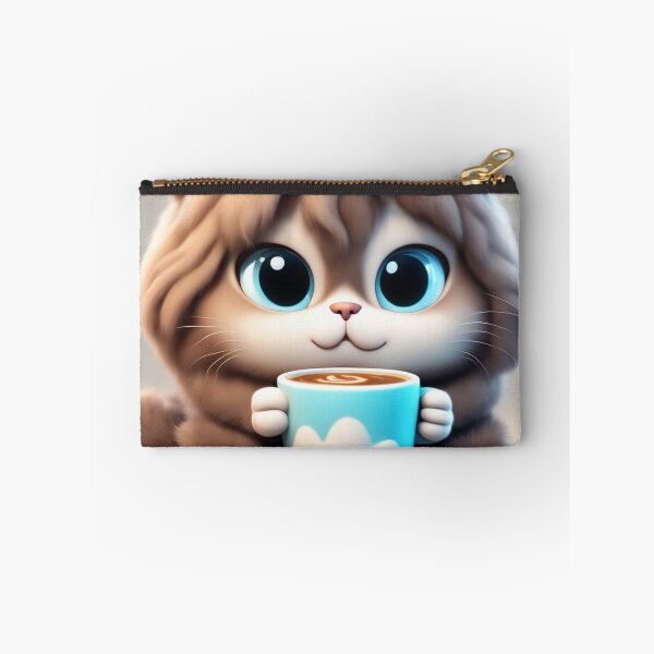 Item preview,  Cute Sleepy Cat Holding Coffee Cartoon Vector Icon designed and sold by hjian8219.