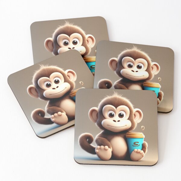 Item preview,  Cute Sleepy Monkey Holding Coffee Cartoon Vector Icon designed and sold by hjian8219.