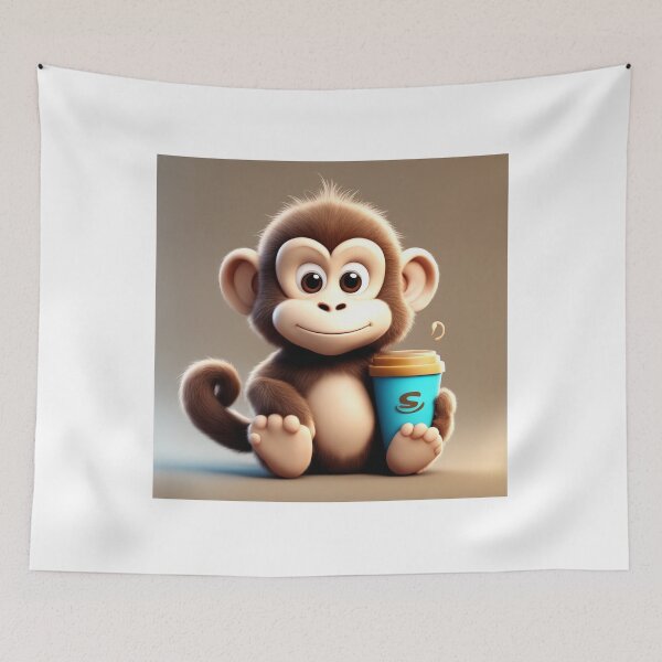 Item preview,  Cute Sleepy Monkey Holding Coffee Cartoon Vector Icon designed and sold by hjian8219.