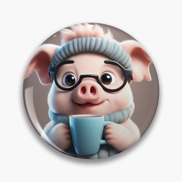 Item preview, Cute Sleepy Pig Holding Coffee Cartoon Vector Icon designed and sold by hjian8219.