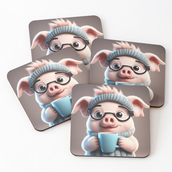 Item preview, Cute Sleepy Pig Holding Coffee Cartoon Vector Icon designed and sold by hjian8219.