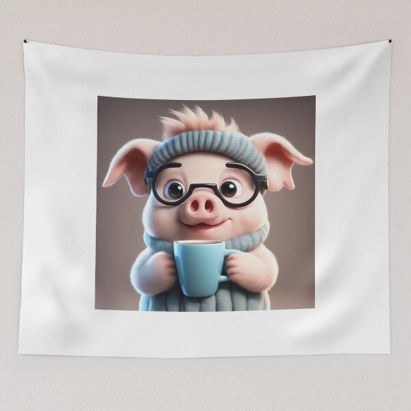 Item preview, Cute Sleepy Pig Holding Coffee Cartoon Vector Icon designed and sold by hjian8219.