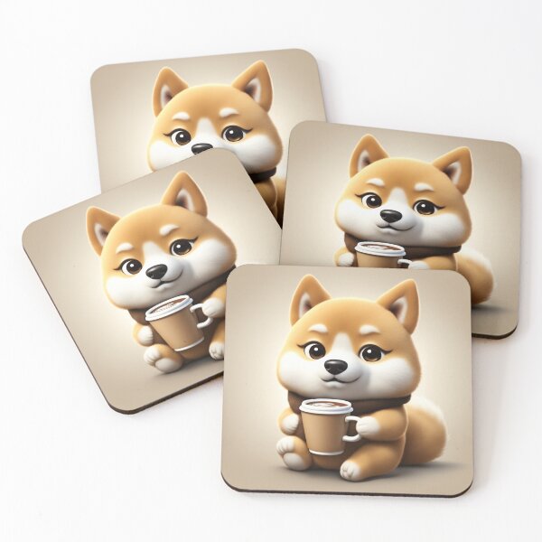 Item preview, Cute Sleepy Shiba Inu Dog Holding Coffee Cartoon Vector Icon designed and sold by hjian8219.