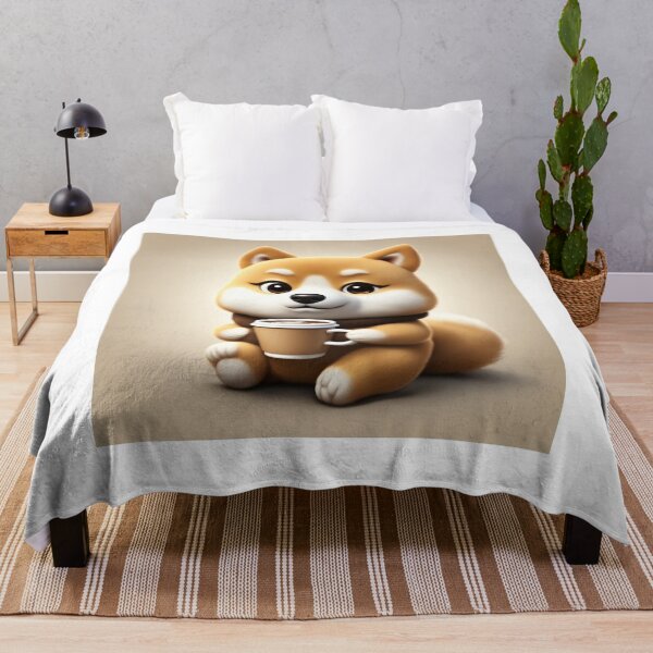 Item preview, Cute Sleepy Shiba Inu Dog Holding Coffee Cartoon Vector Icon designed and sold by hjian8219.