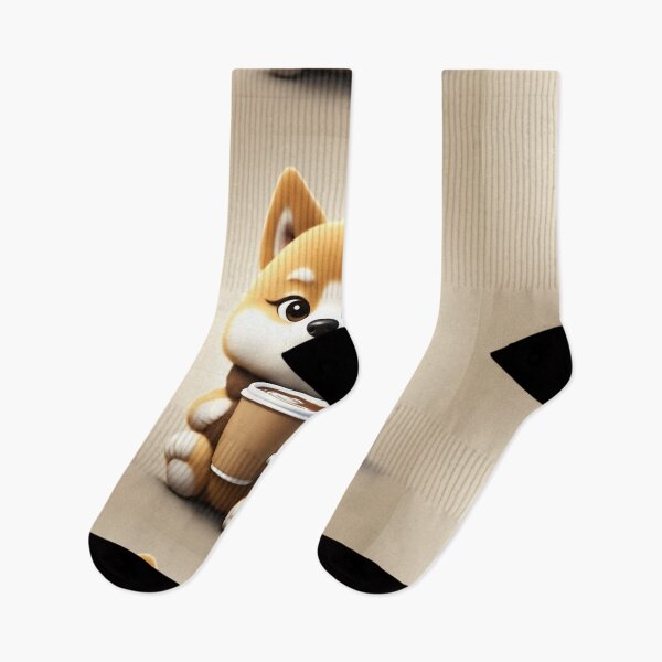 Item preview, Cute Sleepy Shiba Inu Dog Holding Coffee Cartoon Vector Icon designed and sold by hjian8219.