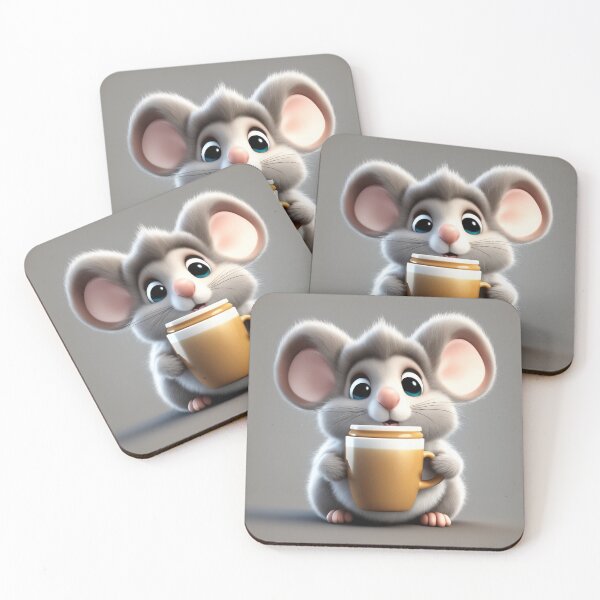 Item preview,  Cute Sleepy Mouse Holding Coffee Cartoon Vector Icon designed and sold by hjian8219.