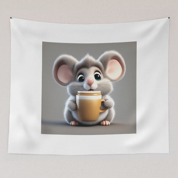 Item preview,  Cute Sleepy Mouse Holding Coffee Cartoon Vector Icon designed and sold by hjian8219.