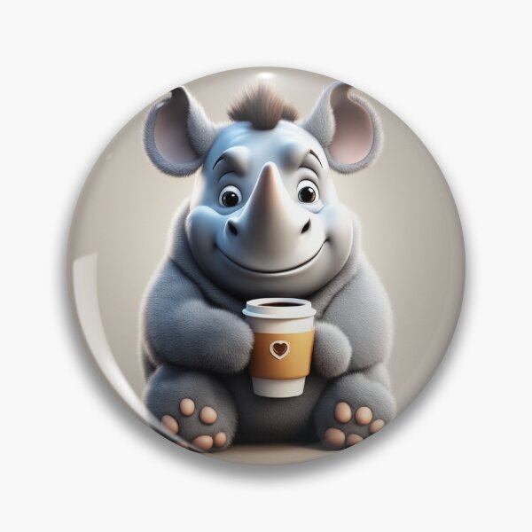 Item preview, Cute Sleepy Rhino Holding Coffee Cartoon Vector Icon designed and sold by hjian8219.