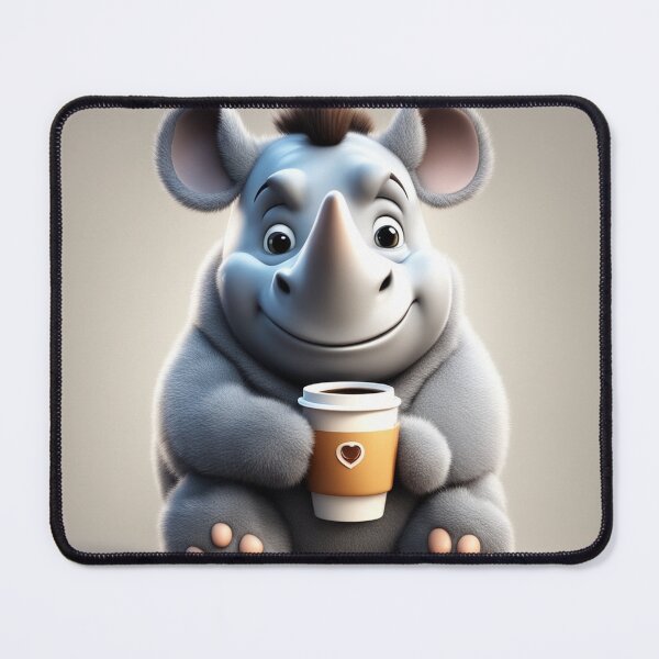 Item preview, Cute Sleepy Rhino Holding Coffee Cartoon Vector Icon designed and sold by hjian8219.