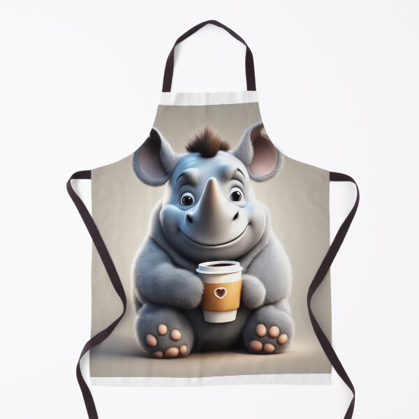 Item preview, Cute Sleepy Rhino Holding Coffee Cartoon Vector Icon designed and sold by hjian8219.