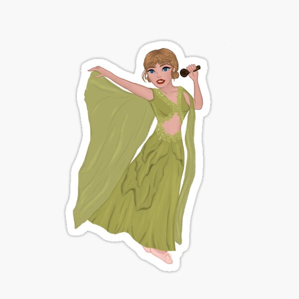 Eras Tour Folklore green dress" Sticker for Sale by craftthopper | Redbubble