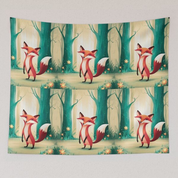 Item preview, Whimsical Fox. Fantasy cute fox, magical forest, enchanting woodland, vintage fox designed and sold by FoxVibes.