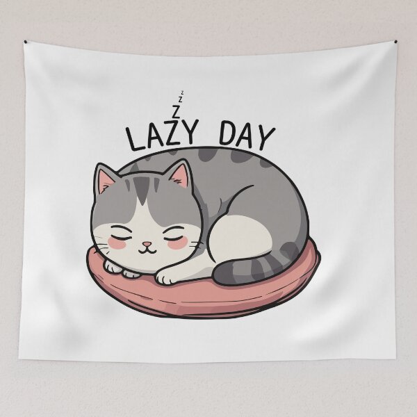 Item preview, Sleeping cat lazy day designed and sold by OlvadDesigns.
