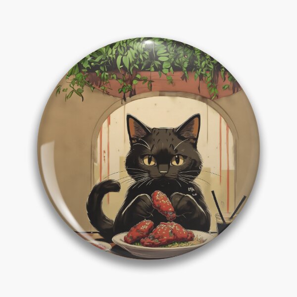 Item preview, POWER BY CHICKEN BLACK CAT ILLUSTRATION designed and sold by La Loca.