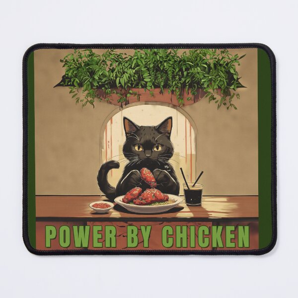 Item preview, POWER BY CHICKEN BLACK CAT ILLUSTRATION designed and sold by La Loca.