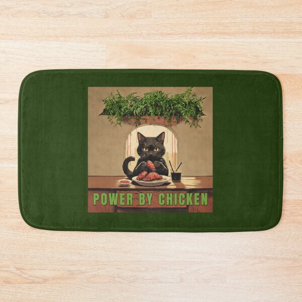 Item preview, POWER BY CHICKEN BLACK CAT ILLUSTRATION designed and sold by La Loca.