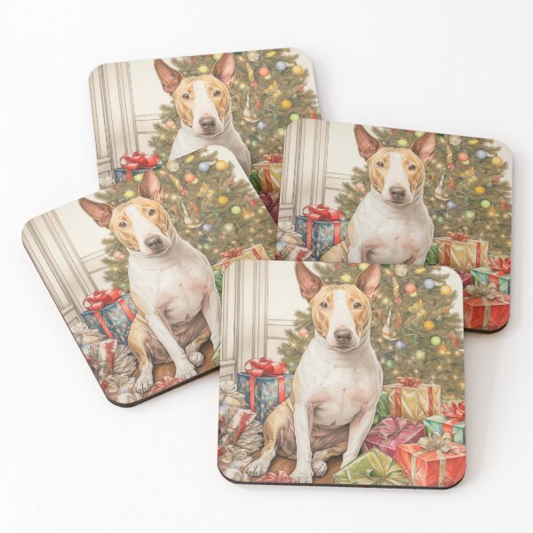 Artikelvorschau, Weihnachts-Bullterrier-Portrait entworfen und verkauft von Samuelsboro.