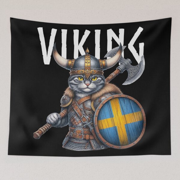 Item preview, Viking Cat Warrior Defender of Norse Sweden Shores designed and sold by HolidayT-Shirts.