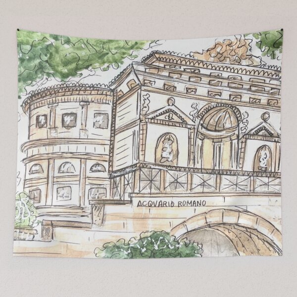 Item preview, Acquario Romano Watercolor Illustration designed and sold by kriti130.