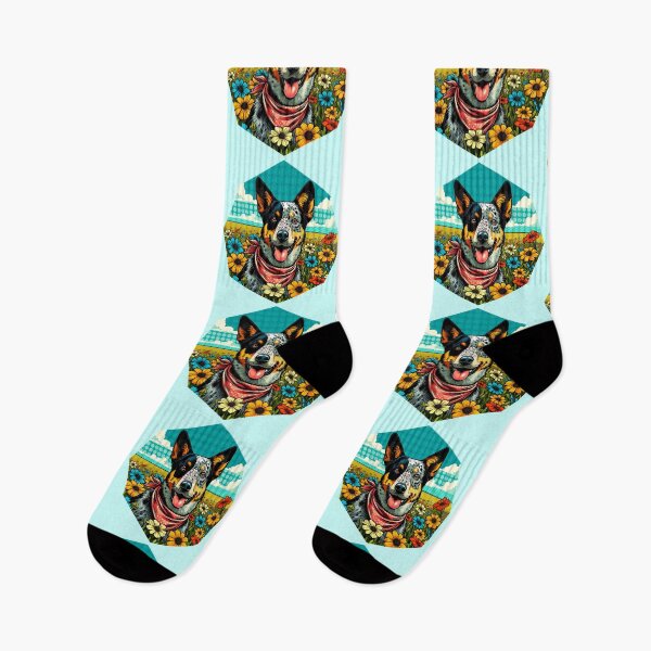 Item preview, Cattle Dog in a Field of Flowers designed and sold by Ghost on Toast.