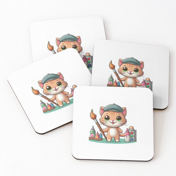 Item preview, Cute Kitten Painter with a hat and holding painting brush designed and sold by boomfire153.