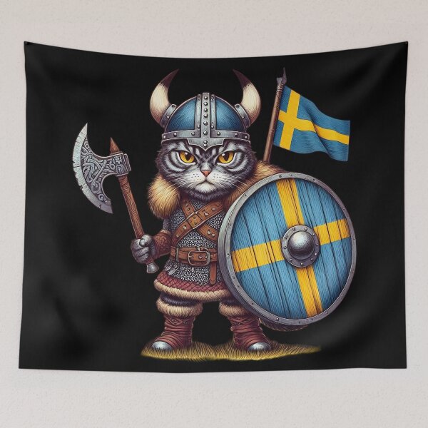 Item preview, Viking Cat Warrior of Norse Sweden designed and sold by HolidayT-Shirts.