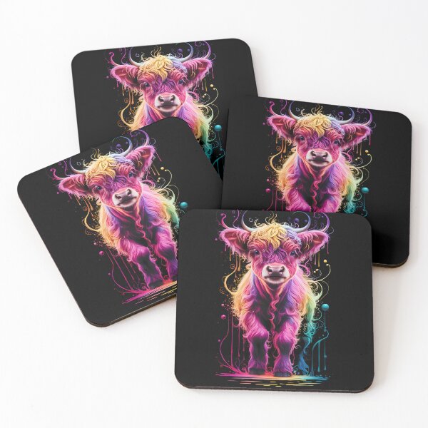 Item preview, Colorful Fluffy Cow designed and sold by Funny Vintage Stickers And T-Shirts.