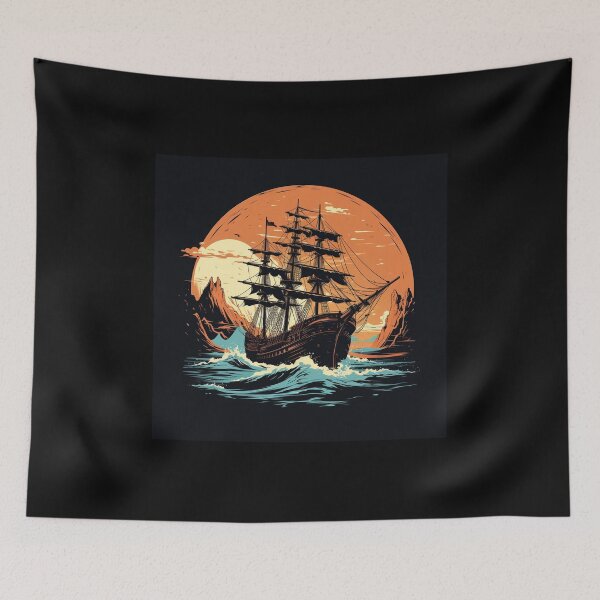 Item preview, Pirate Ship in Retro Classic Vintage Style designed and sold by redstar19.