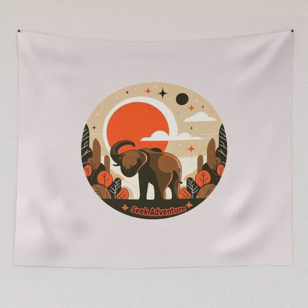 Item preview, Brown Elephant  fantasy  Red Sun Red Planet  Quote " Seek Adventure." designed and sold by Nanthanon.