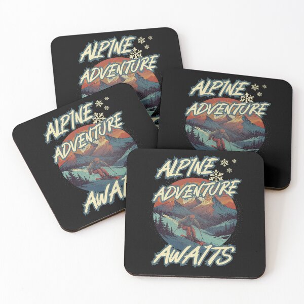 Item preview, ALPINE ADVENTURE AWAITS cool retro style Alpine skiing adventures design designed and sold by Jt41.