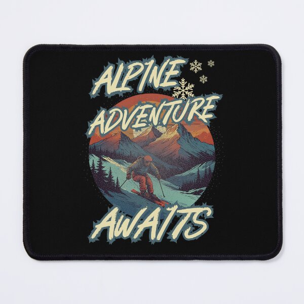 Item preview, ALPINE ADVENTURE AWAITS cool retro style Alpine skiing adventures design designed and sold by Jt41.