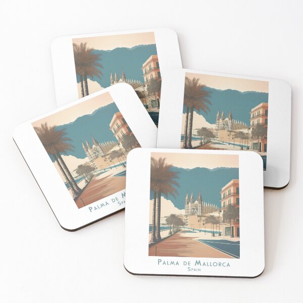 Item preview, Palma de Mallorca retro travel poster – vintage cathedral and Mediterranean coastal town wall art designed and sold by pod24.