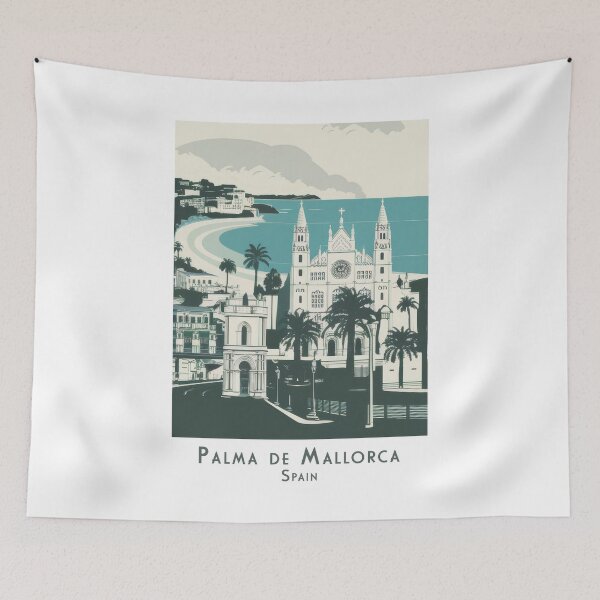 Item preview, Palma de Mallorca Retro Poster – Vintage Cathedral and Coastal Town Travel Wall Art designed and sold by pod24.