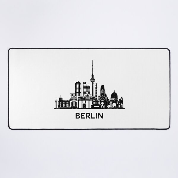 Aperçu de l'œuvre Silhouette de la ligne d'horizon de Berlin en noir créée et vendue par strixvariaart.