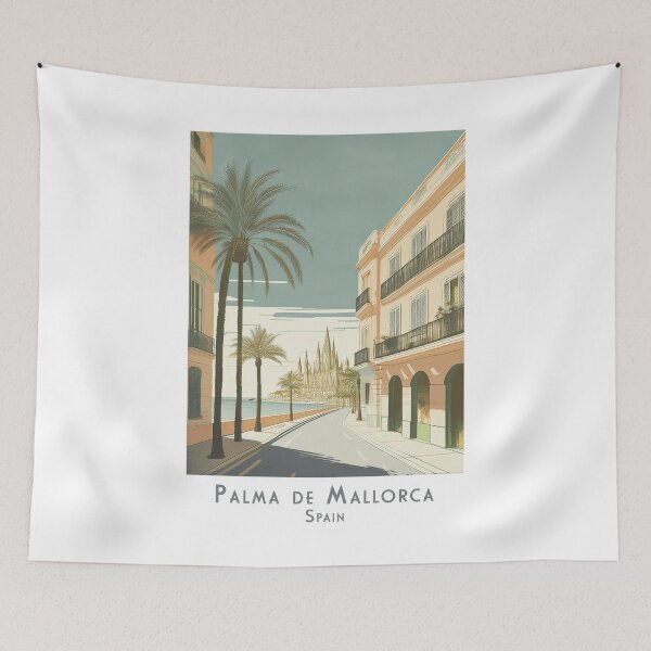 Item preview, Palma de Mallorca vintage travel poster – retro tourism design with cathedral designed and sold by pod24.