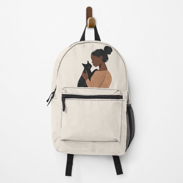 Item preview, African American woman holds a black cat against a vintage background designed and sold by MeowcuryRising.