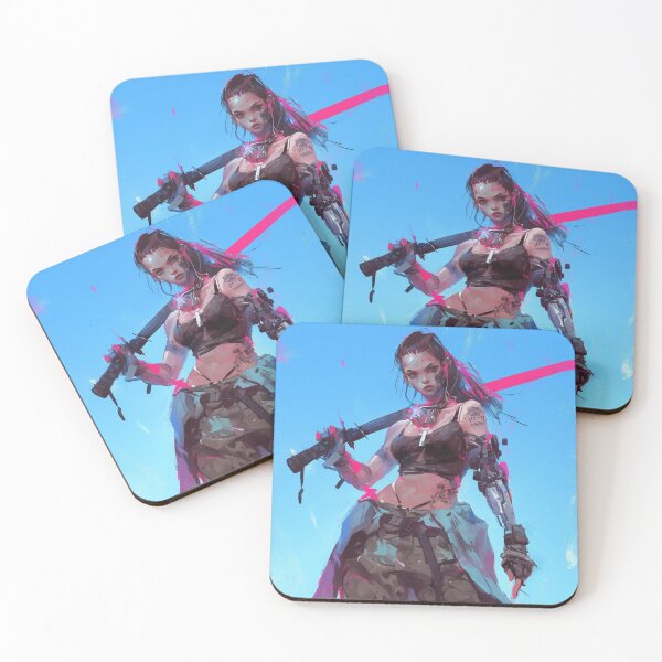 Item preview, Futuristic Female Cyberpunk Enhanced Human Samurai Ronin Illustration designed and sold by Nightarcade.