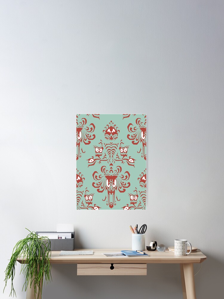 Thumbnail 2 of 3, Poster, Tuscan Red Haunted Mansion Pattern designed and sold by FandomTrading.