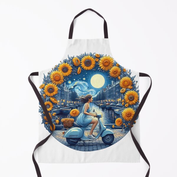 Item preview, Scooter girl and sunflowers designed and sold by Vibranta Studio.